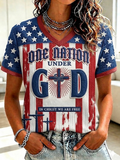 Women's casual retro Western faith T-shirt