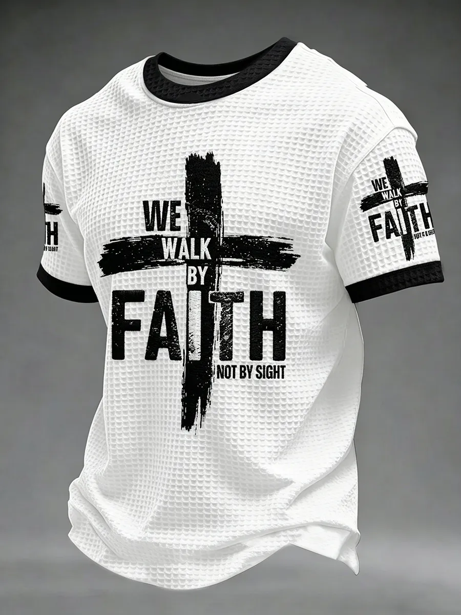 Men'S We Walk By Faith Not By Sight Waffle Short Sleeve