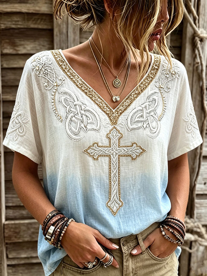 Women's Faith Cross Printed T-shirt