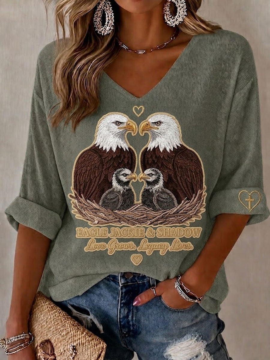 Women's V-Neck Retro Forever Free Printed T-shirt