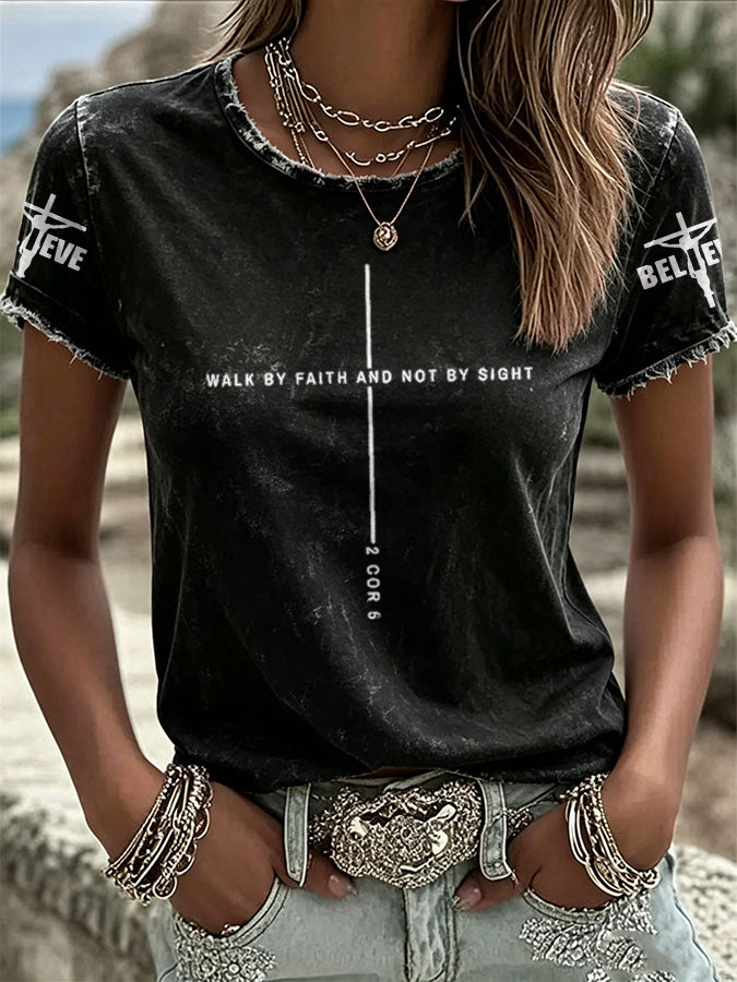 Religious Belief Commemorative Jesus Print Round Neck Shirt