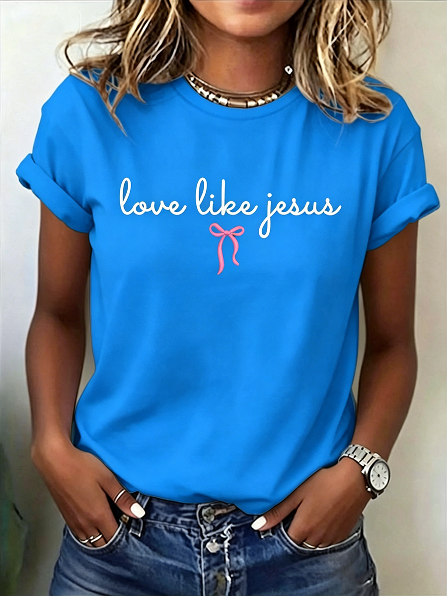 Faith In Jesus Slogan Slogan Commemorative Print Casual T-Shirt