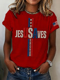 Women'S Faith American Flag Printed Casual Top
