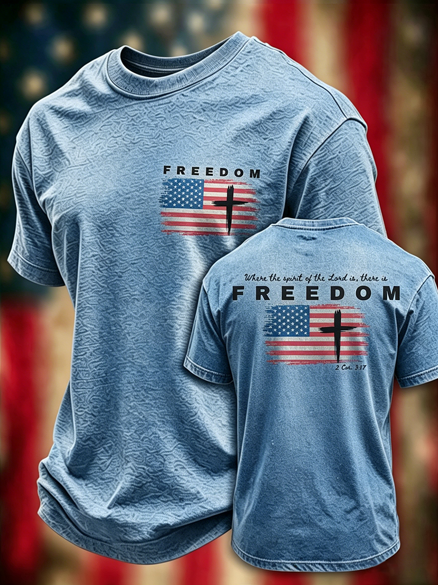 Freedom Faith Printed Round Neck T-Shirt From The United States