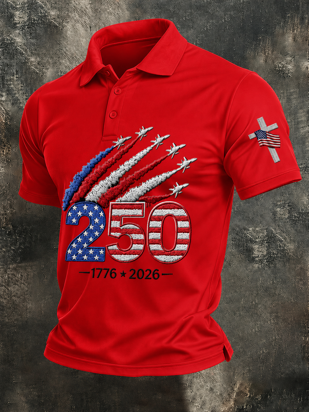 Men'S Retro 250Th Anniversary Celebration Printed Polo Shirt