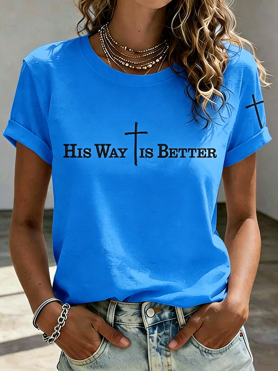 Faith In Jesus Slogan Slogan Commemorative Print Casual T-Shirt