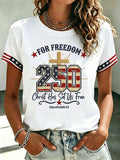 Women's 250 American Flag Cross Embroidered T-shirt
