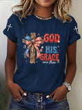 Women's Casual American Solitary Cross Printed T-shirt