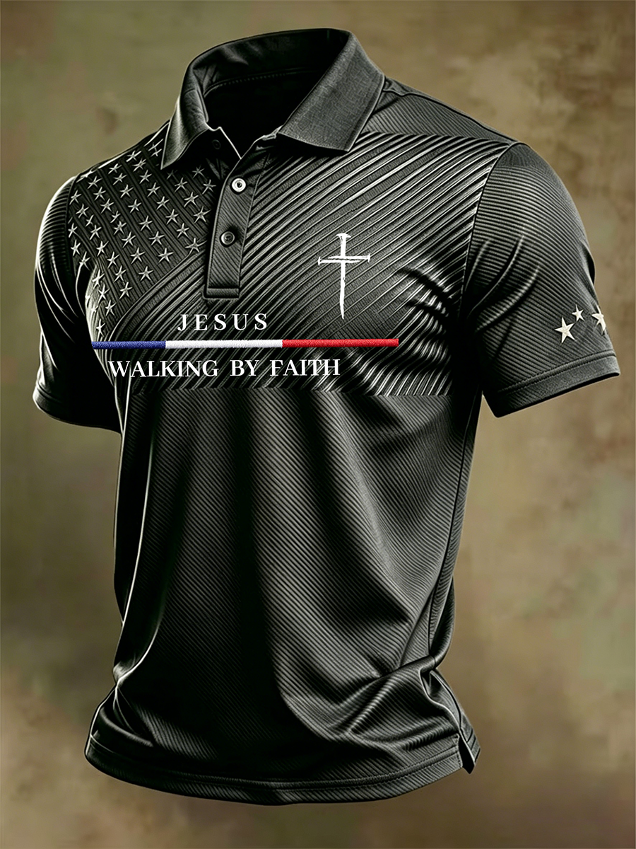 Faith Jesus Personalized Printed Polo Shirt
