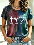 Ladies' Casual Faith Printed Round Neck T-Shirt