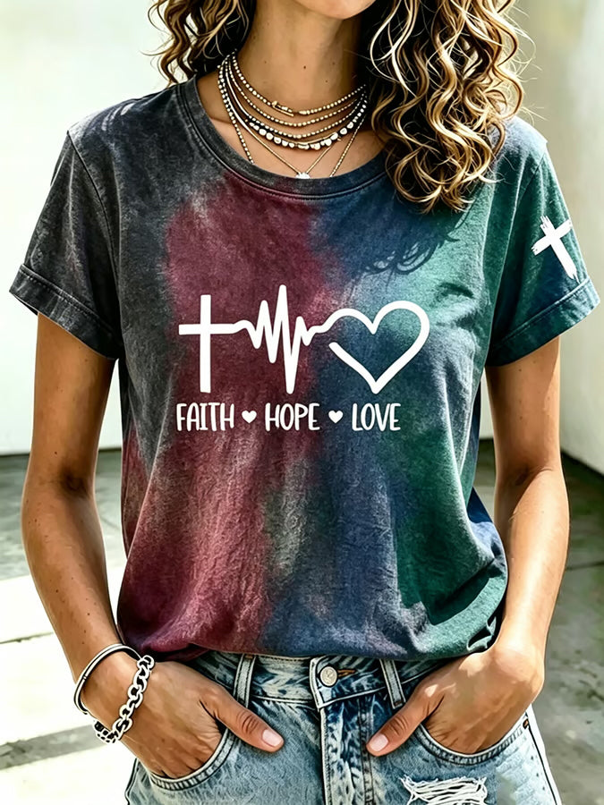 Ladies' Casual Faith Printed Round Neck T-Shirt