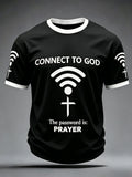 Men's Connect To God,The Password IS Prayer Print Casual T-Shirt