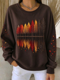 Women Maple Leaf Crew Neck Casual Spring/Fall Long Sleeve Sweatshirt