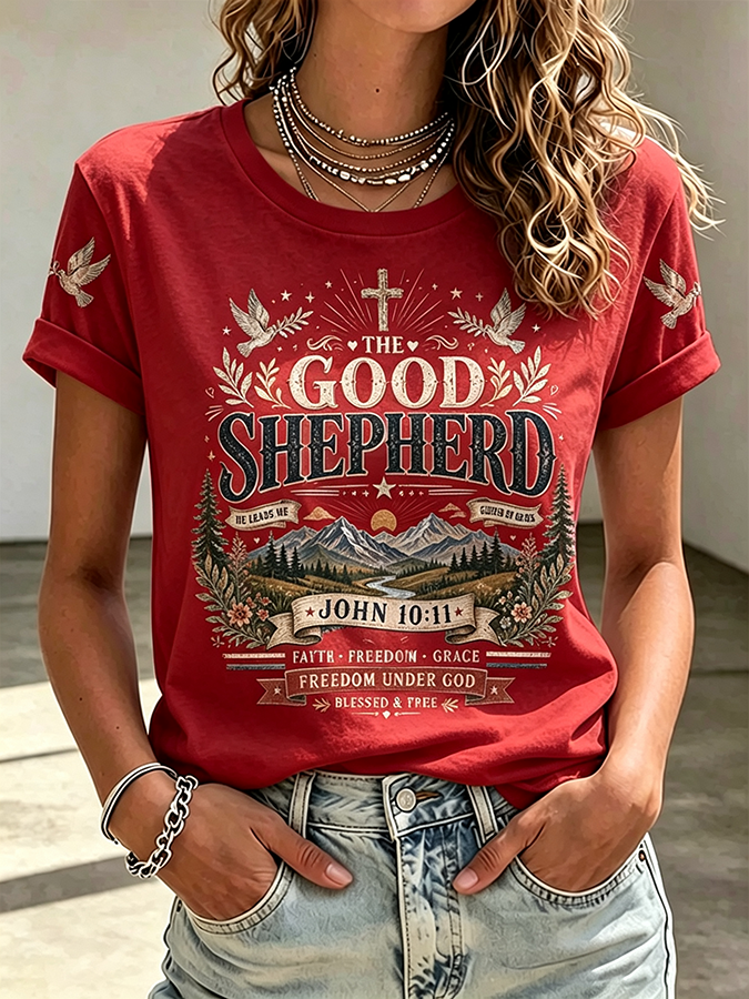 Ladies' Casual Faith Printed Round Neck T-Shirt