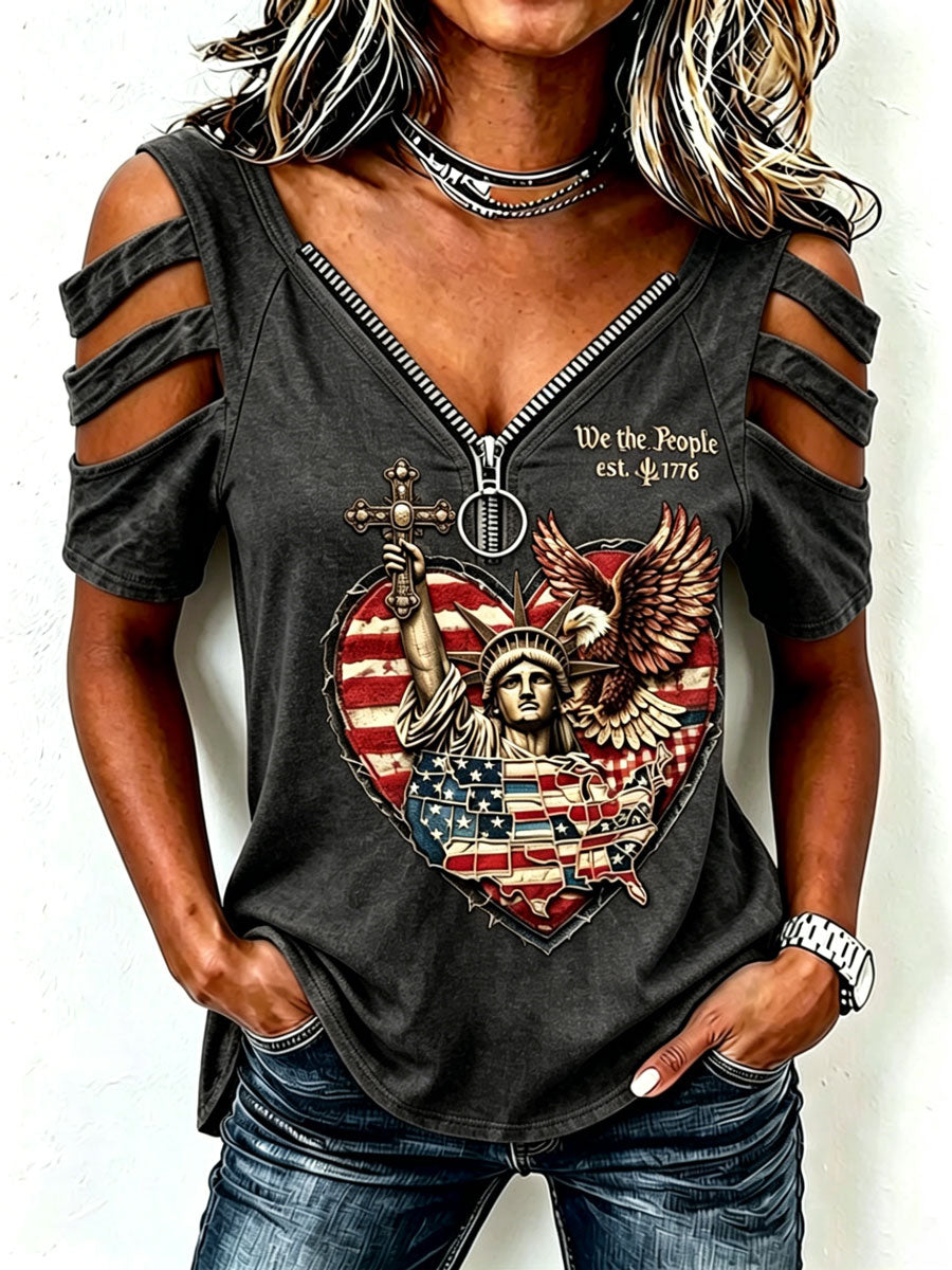 Ladies' American 250Th Anniversary Western Style Off Shoulder Top