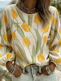 Women'S Retro Tulip Print Cross Top