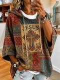 Women'S Retro Faith Cross Loose Top