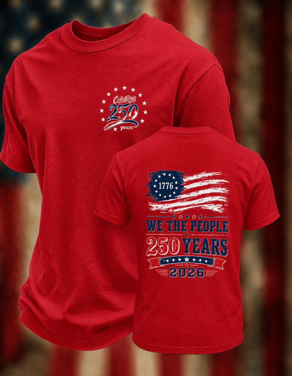 Men'S Casual 250Th Anniversary Commemorative Printed T-Shirt For The Founding Of The United States