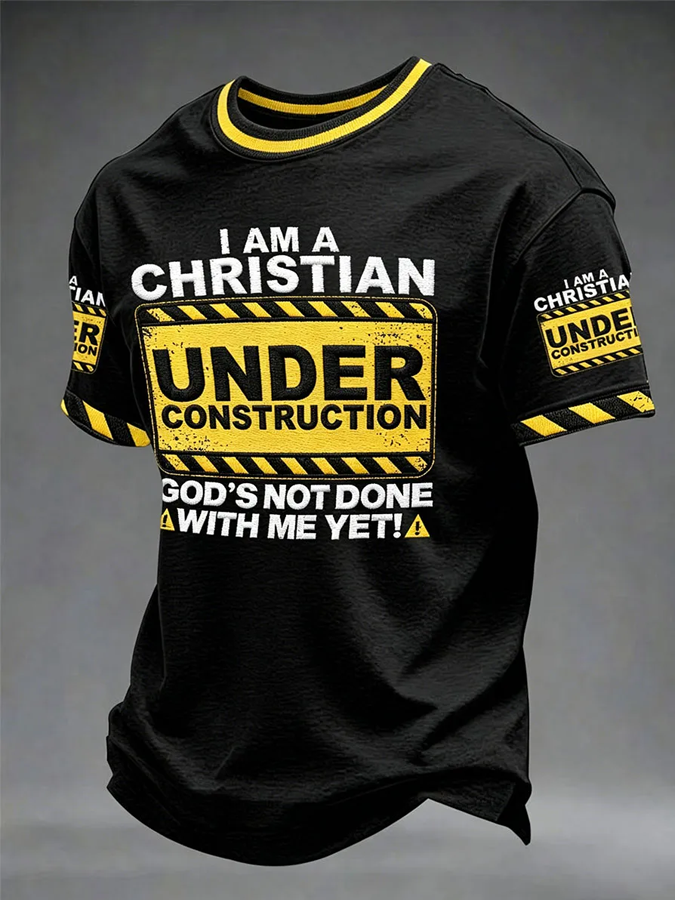 Men's Religious Beliefs Print Short Sleeve T-shirt