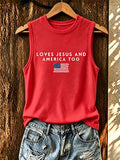 Women'S Love Jesus And America Too Print Tank Top