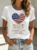 American Women'S 250Th Anniversary Love Jesus Love American Printed Casual Top