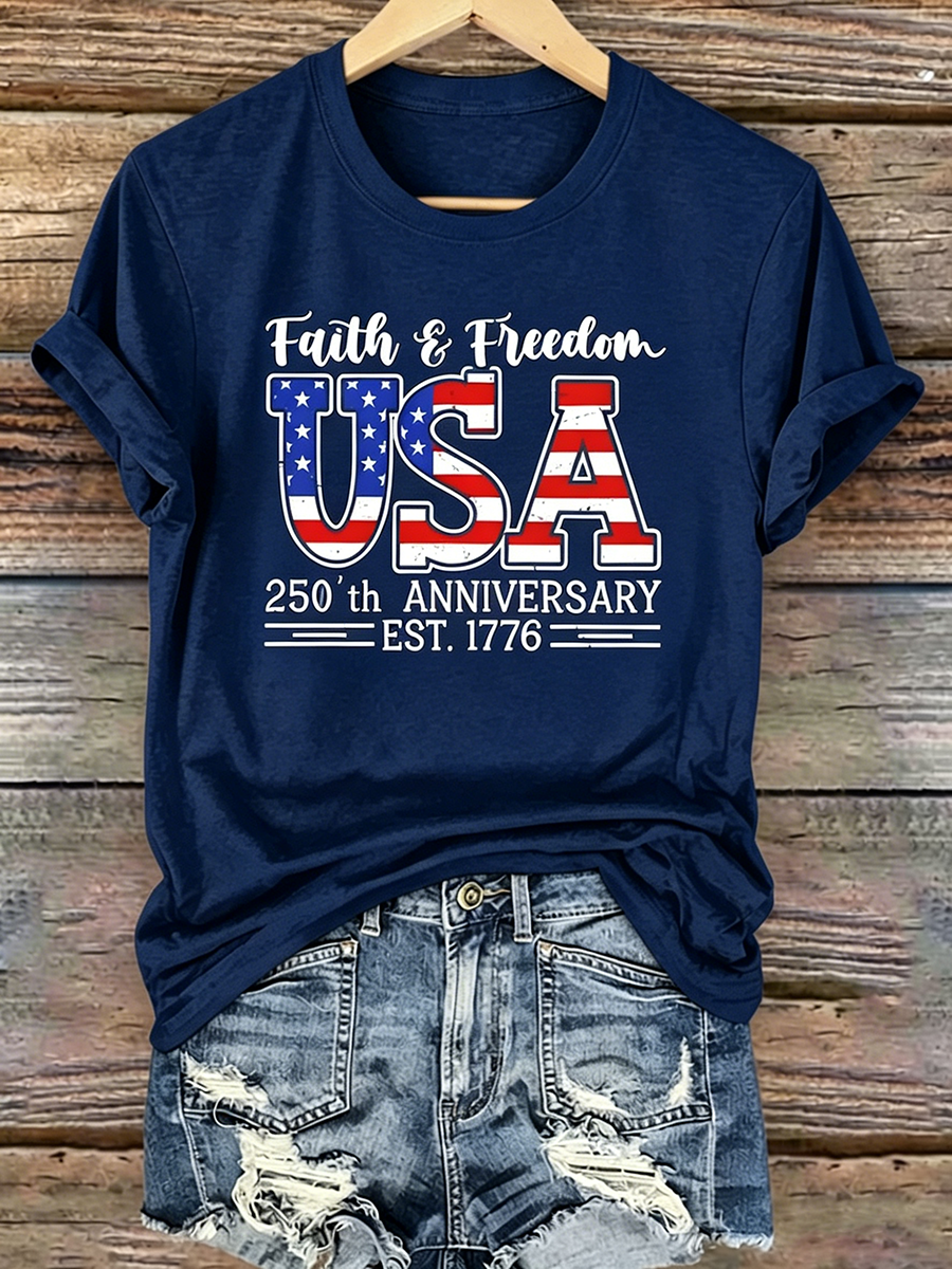 250Th Anniversary Commemorative Faith Printed Round Neck Top In The United States