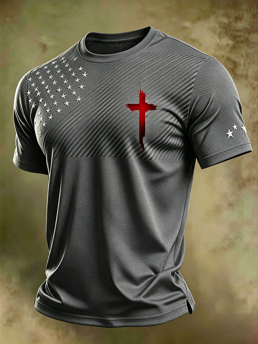 Jesus Faith Memorial Washed Vintage Printed Round Neck T-Shirt