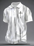 Men'S Faith Cross Print Casual Polo Shirt
