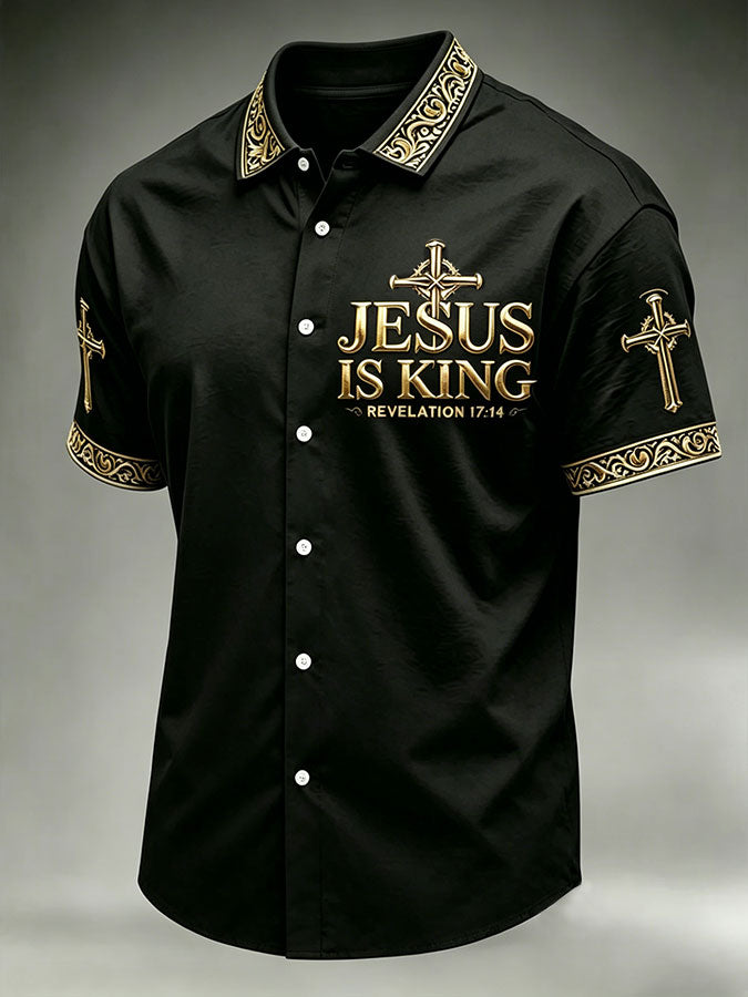 Men'S Faith Printed Casual Collar Shirt