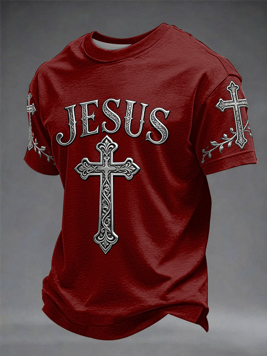 Men's faith casual round neck T-shirt