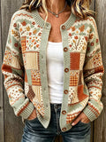 Women'S Floral Printed Knitted Cardigan Top