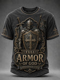 Men's Christian Full Armor Of God Print Casual Tee
