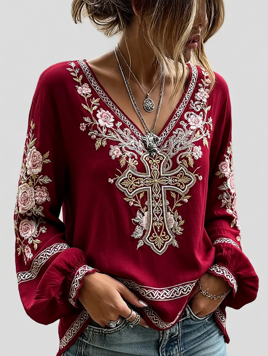 Women'S Faith Printed Casual Round Neck Top