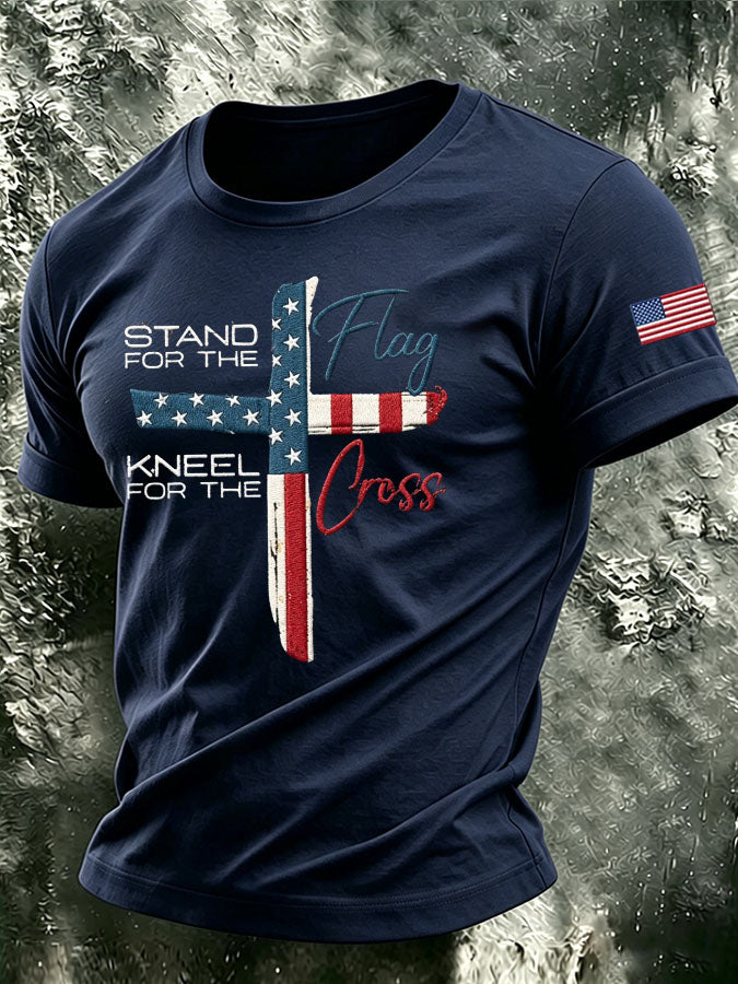 Men's Vintage Stand For The Flag Casual T-shirt