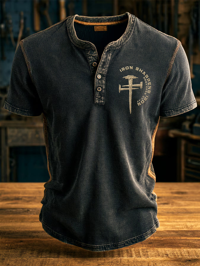 Men'S Faith Cross Henry Button Top