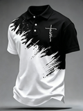 Jesus Cross Gradient Geometric Gradient Design Printed Polo Shirt