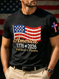Men's America Flag Printed Casual T-shirt