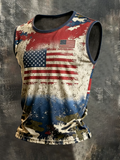 Men's Retro Independence Day Patriot Crew Neck Tank Top
