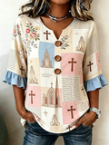 Women'S Casual Faith & Floral Print Top
