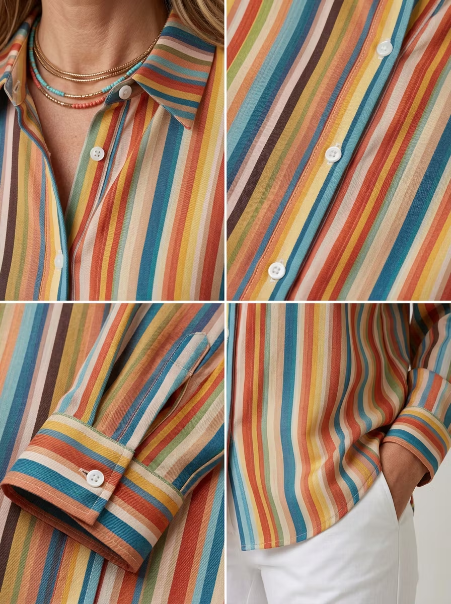 Women'S Casual Print Lapel Long Sleeve Shirt