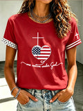 Women'S One Nation Under God Printed Casual T-Shirt