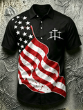 American Independence Day combined with Cross men's casual shirt