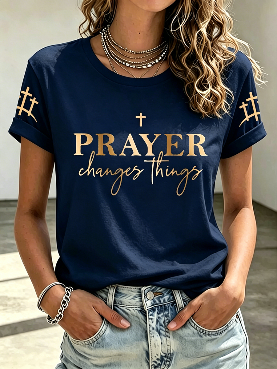 Jesus Faith Commemorative Printed Round Neck Top