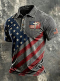 Men'S American Flag Print Casual Polo Shirt