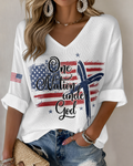 Women's Casual Printed Waffle Top