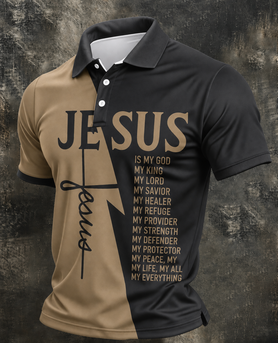 Men'S Retro Faith Printed Lapel Shirt