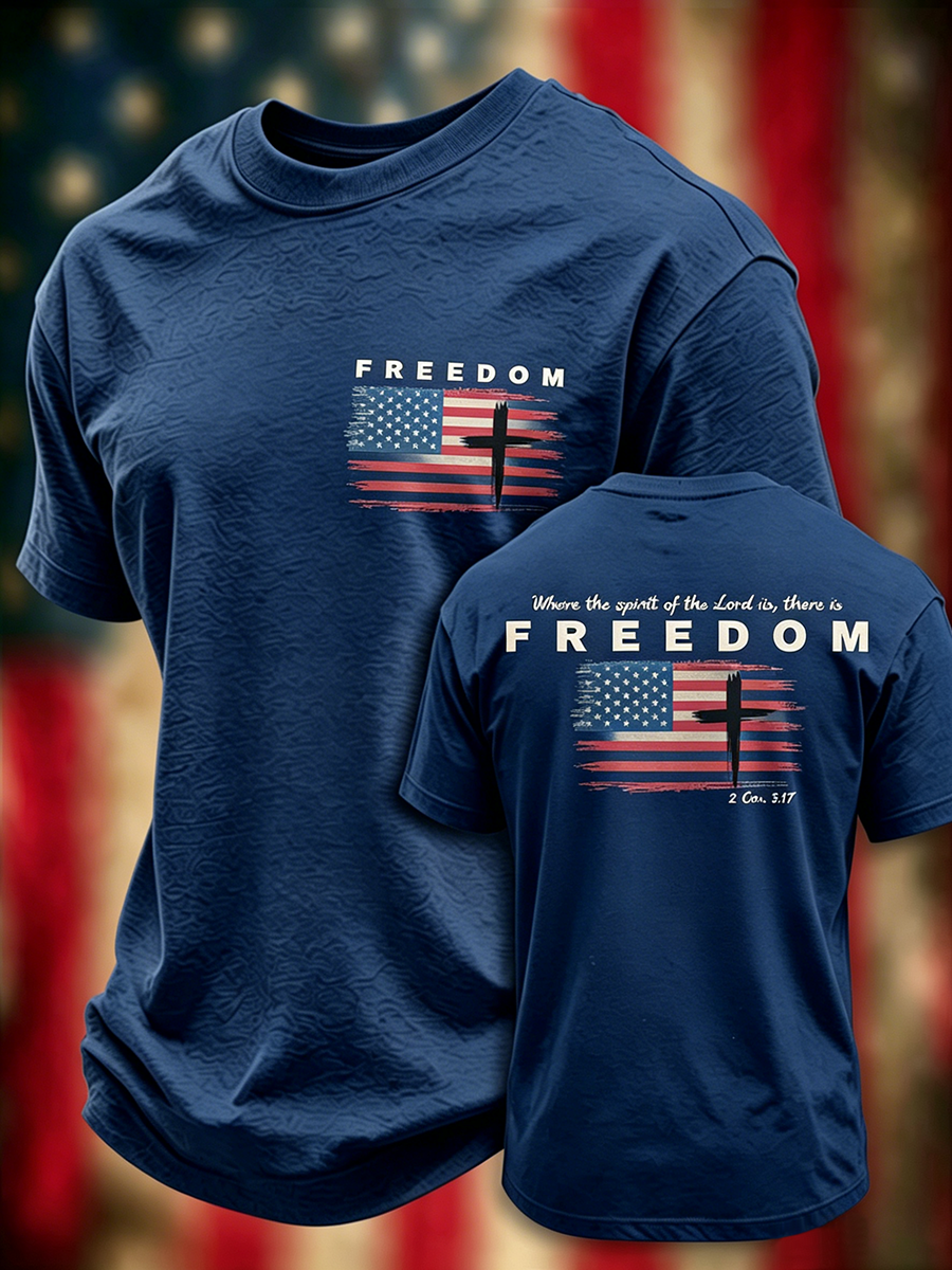 Freedom Faith Printed Round Neck T-Shirt From The United States
