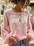 Women'S Floral Faith Printed Casual Cotton And Linen Top