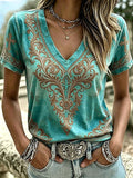 Women'S Retro Western Style Faith Print T-Shirt