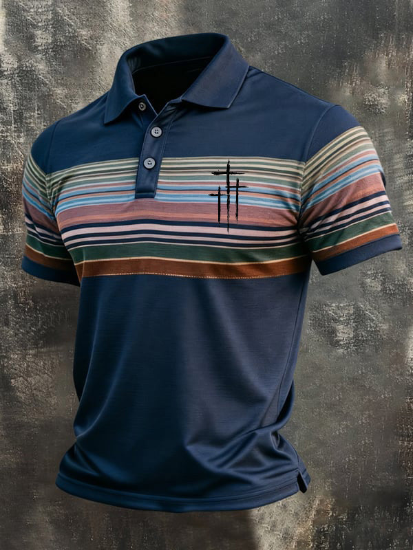 Men'S Cross Printed Polo Shirt